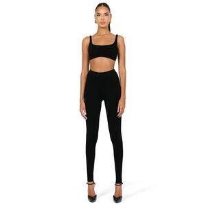 Naked Wardrobe Black Ribbed High Rise Sculpting Leggings Women's Size Large NWT